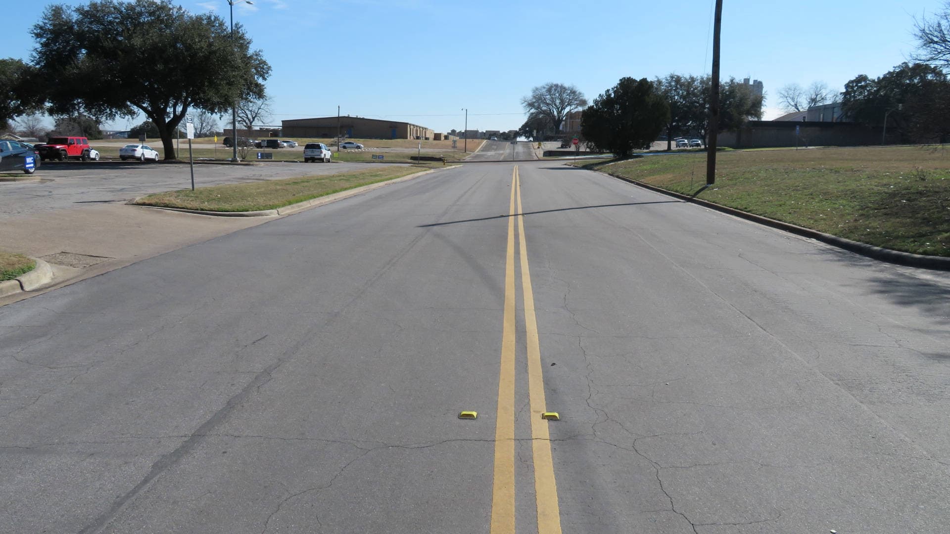 Road with double solid yellow stripe in 2021