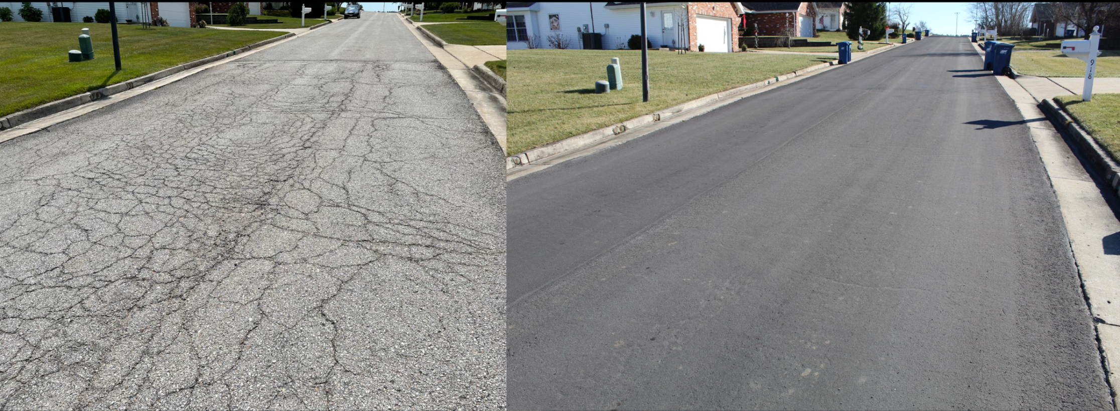 Before PressurePave (LEFT), After 1 year of PressurePave
            (RIGHT)
