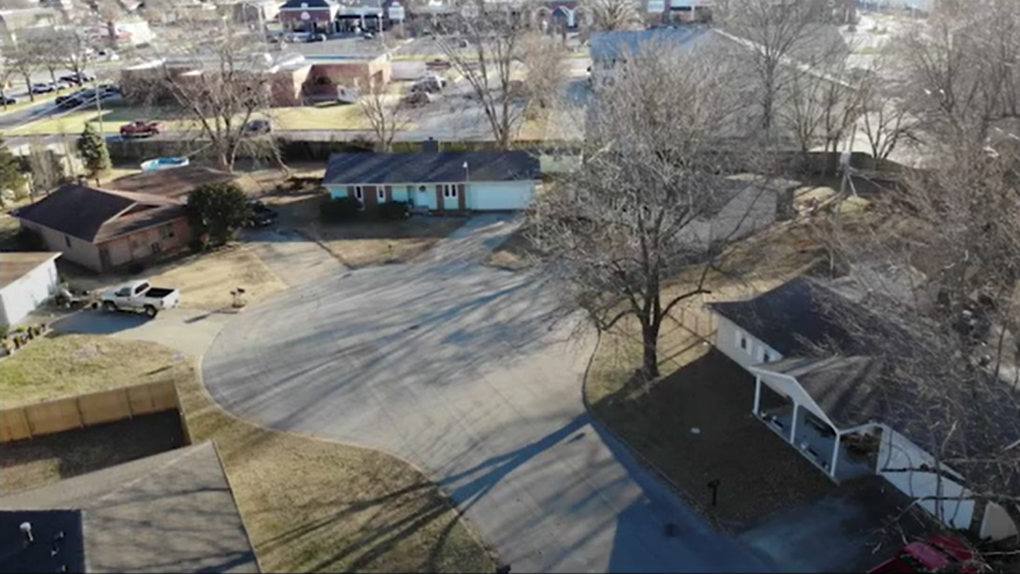 Over 10 year old PressurePave process over residential cul-de-sac.